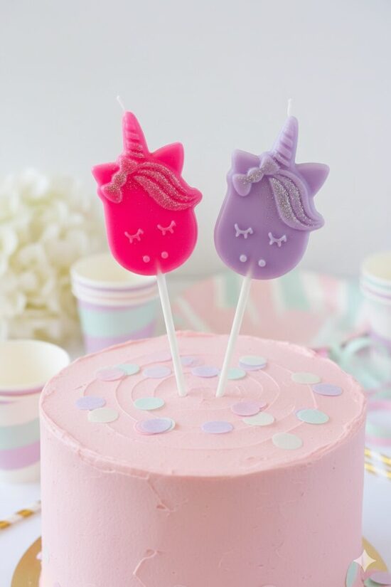 Latvijā ražota bišu vaska Svecīte-toperis Unicorn, 1 gab